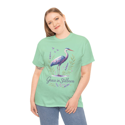Polygonal Heron Graphic Shirt, Womens Artistic Bird Tee, Nature-Inspired Minimalist Design, Geometric Crane Tee, Bird Lovers Gift