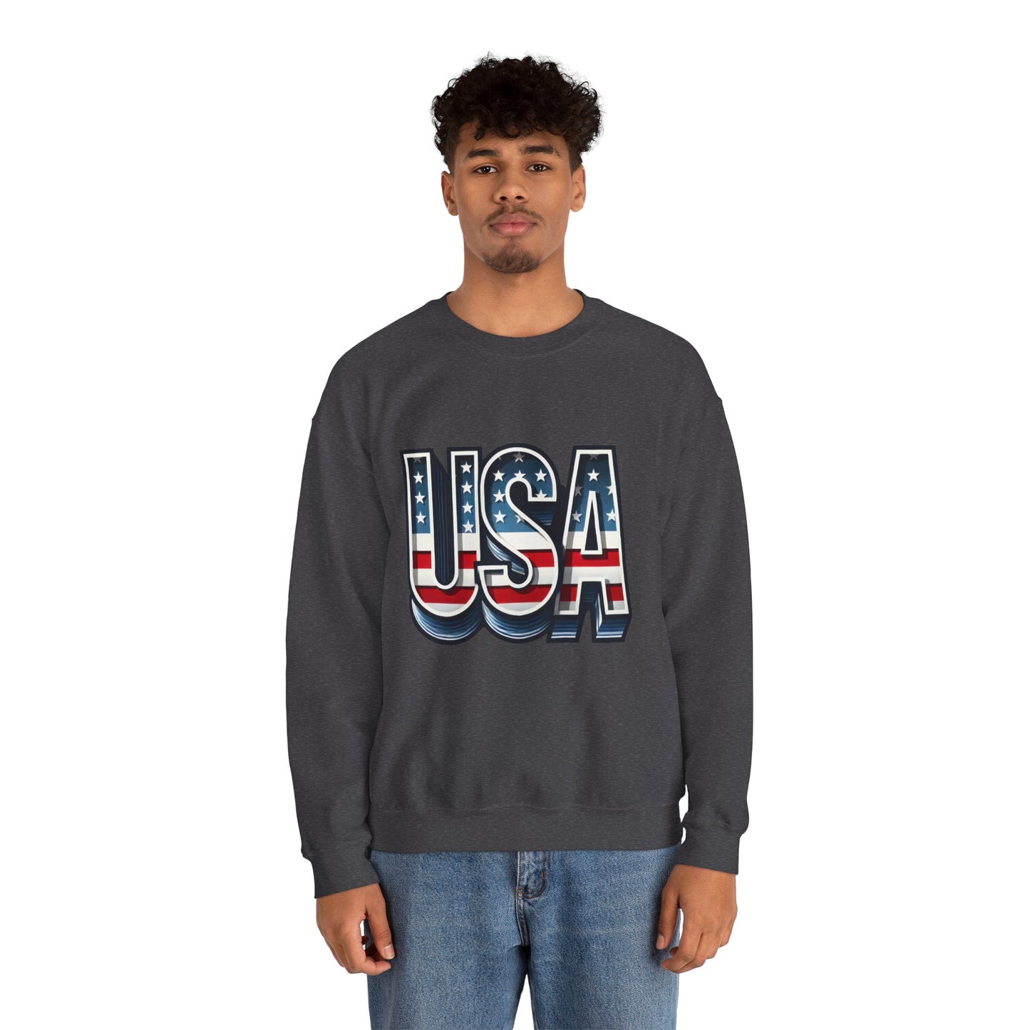 USA Patriotic Crewneck Sweatshirt for All Seasons, Cozy Sweatshirt for Independence Day, Casual Wear, Gift for Friends and Family