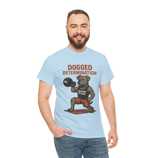Funny Gym Dog T-Shirt for Men, Workout Bulldog Graphic Tee, Fitness Motivation Shirt, Dog Lover Gift, Dogged Determination Gym Tee