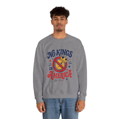 No Kings in America Sweatshirt - Funny Patriotic Anti Monarchy Pullover - USA Independence Sweater, Political Apparel, Gift for Activists