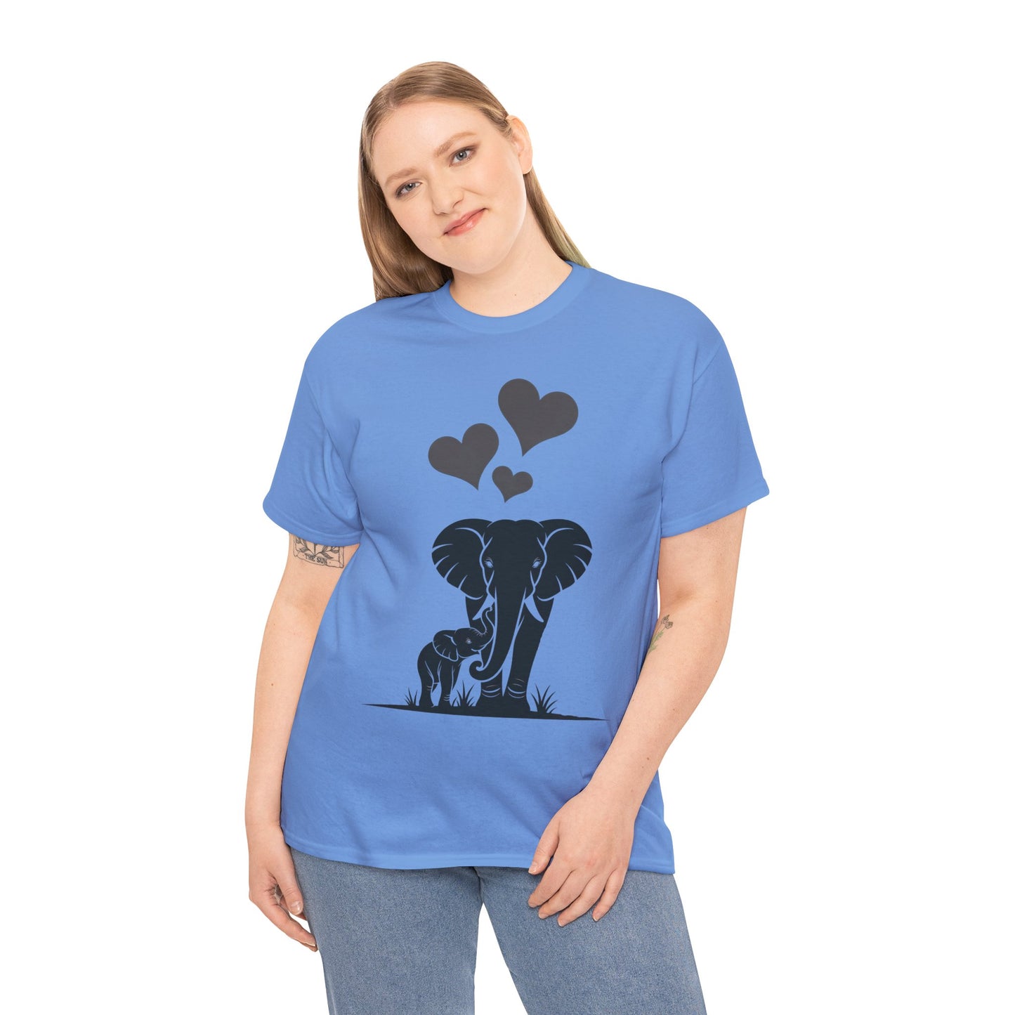 Elephant Mom and Baby T-Shirt, Elephant Love Cotton Tee, Cute Animal Shirt, Animal Lover Gift, Cute Minimalist Elephant Design