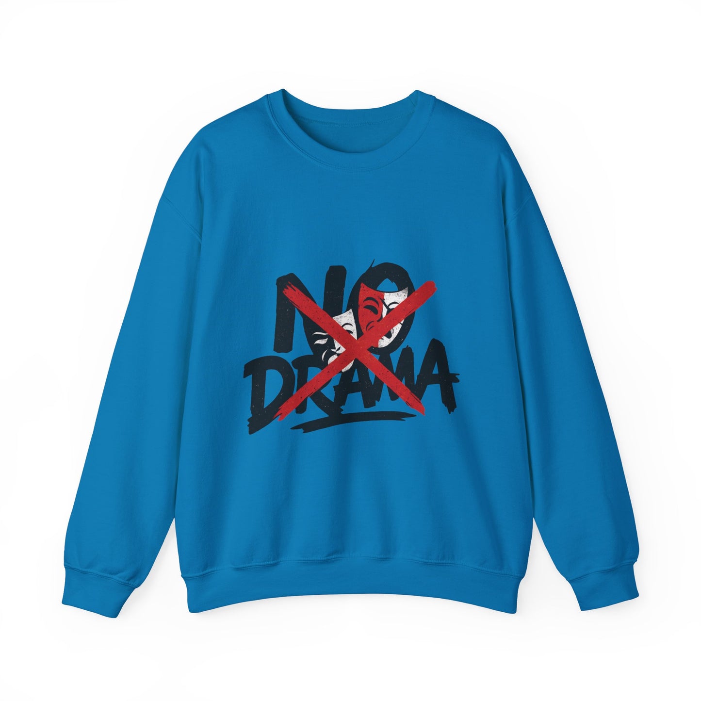 No Drama Mens Crewneck Sweatshirt, Casual Everyday Wear, Gift for Friends, Relaxed Vibes, Comfortable Fashion