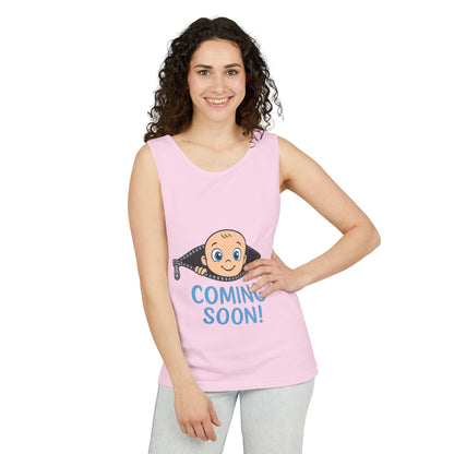 Coming Soon Maternity Tank Top, Cute Baby Boy Pregnancy Announcement Tee, Funny Expecting Mom Gift, Gender Reveal Tee, Baby Shower Top