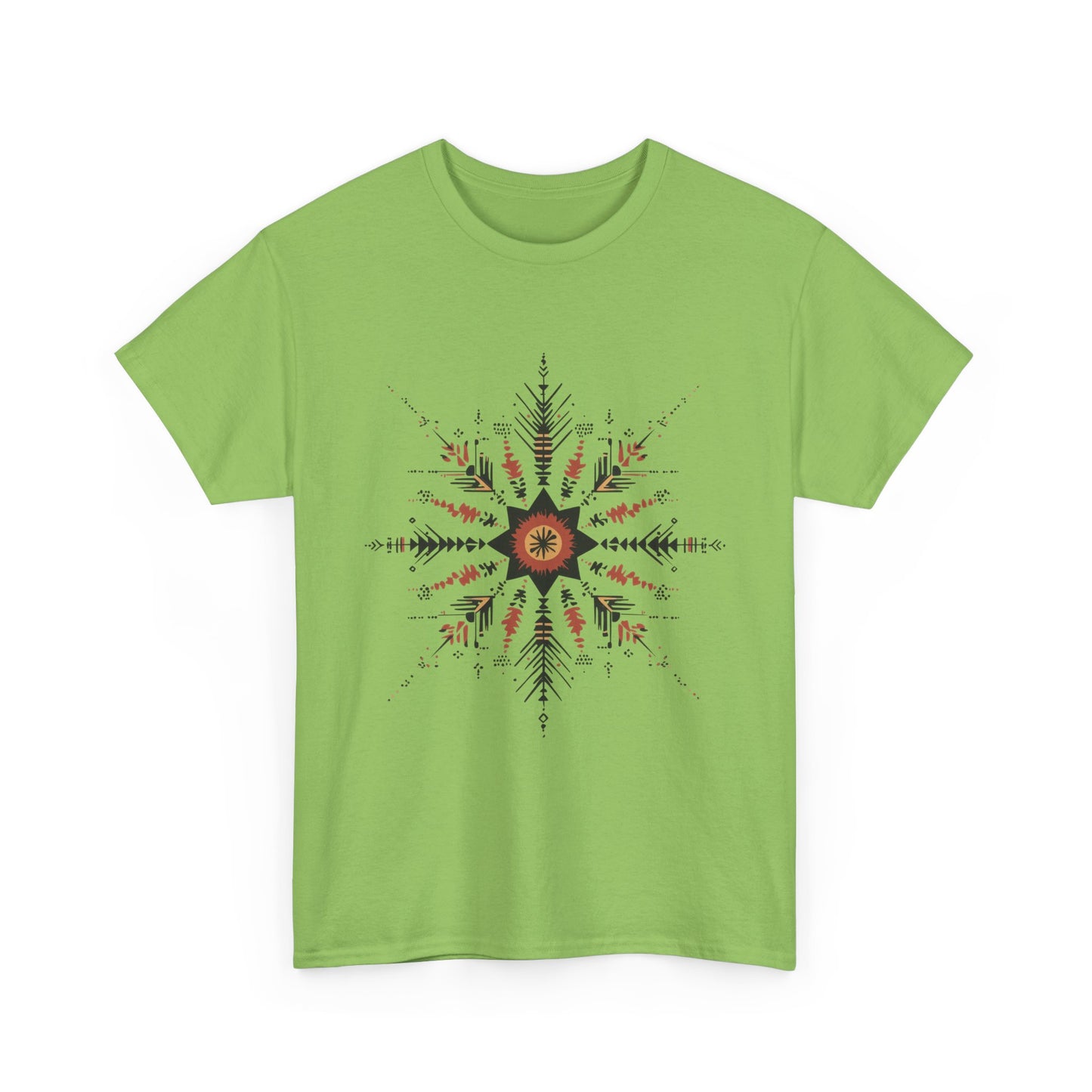 Boho Tribal Mandala Star Women's Cotton Tee, Ethnic Geometric Graphic T-Shirt, Festival Bohemian Style Gift, Bohemian Graphic Tee