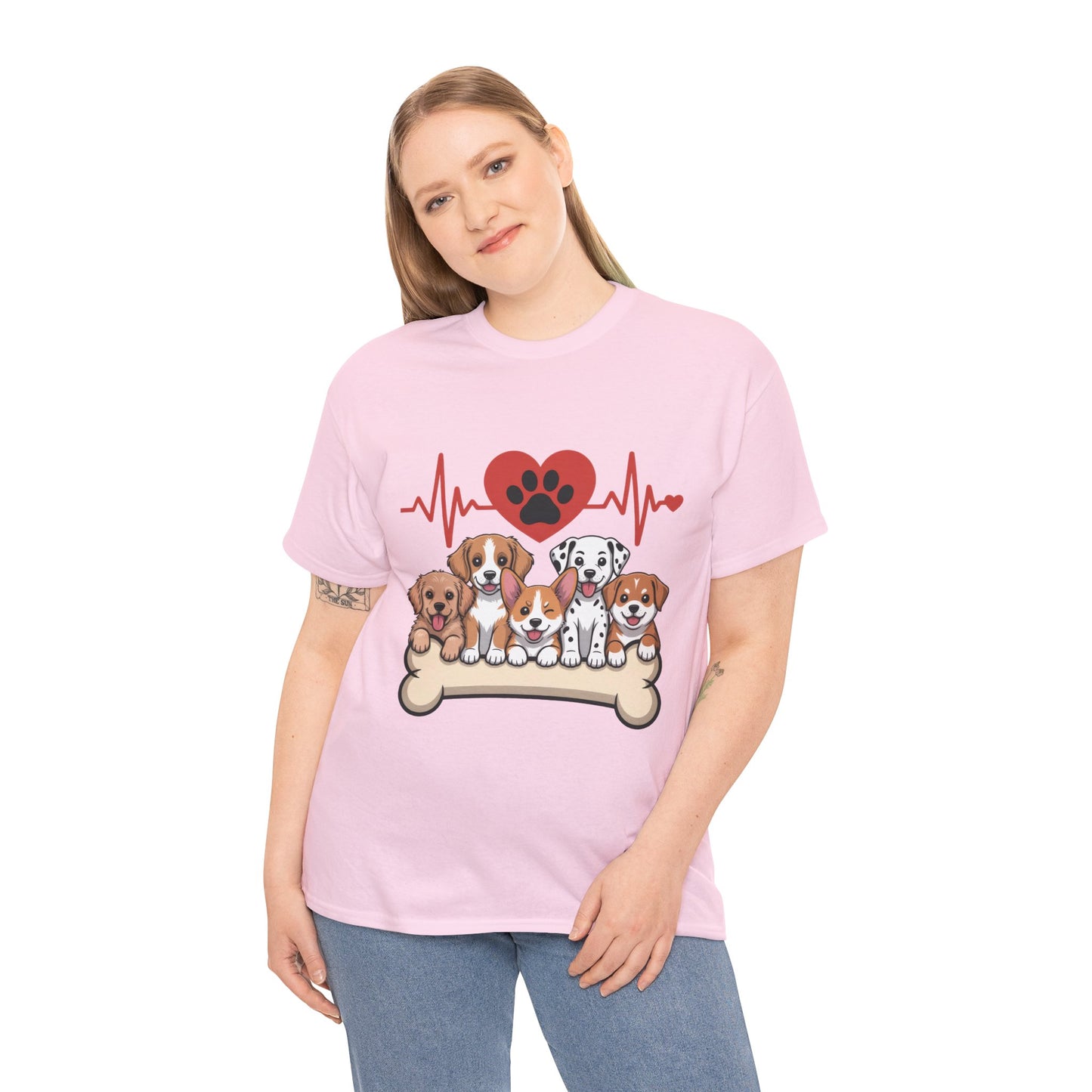 Cute Puppy Heartbeat Women's T-Shirt, Dog Lover Gift, Paw Print Heart Graphic Tee