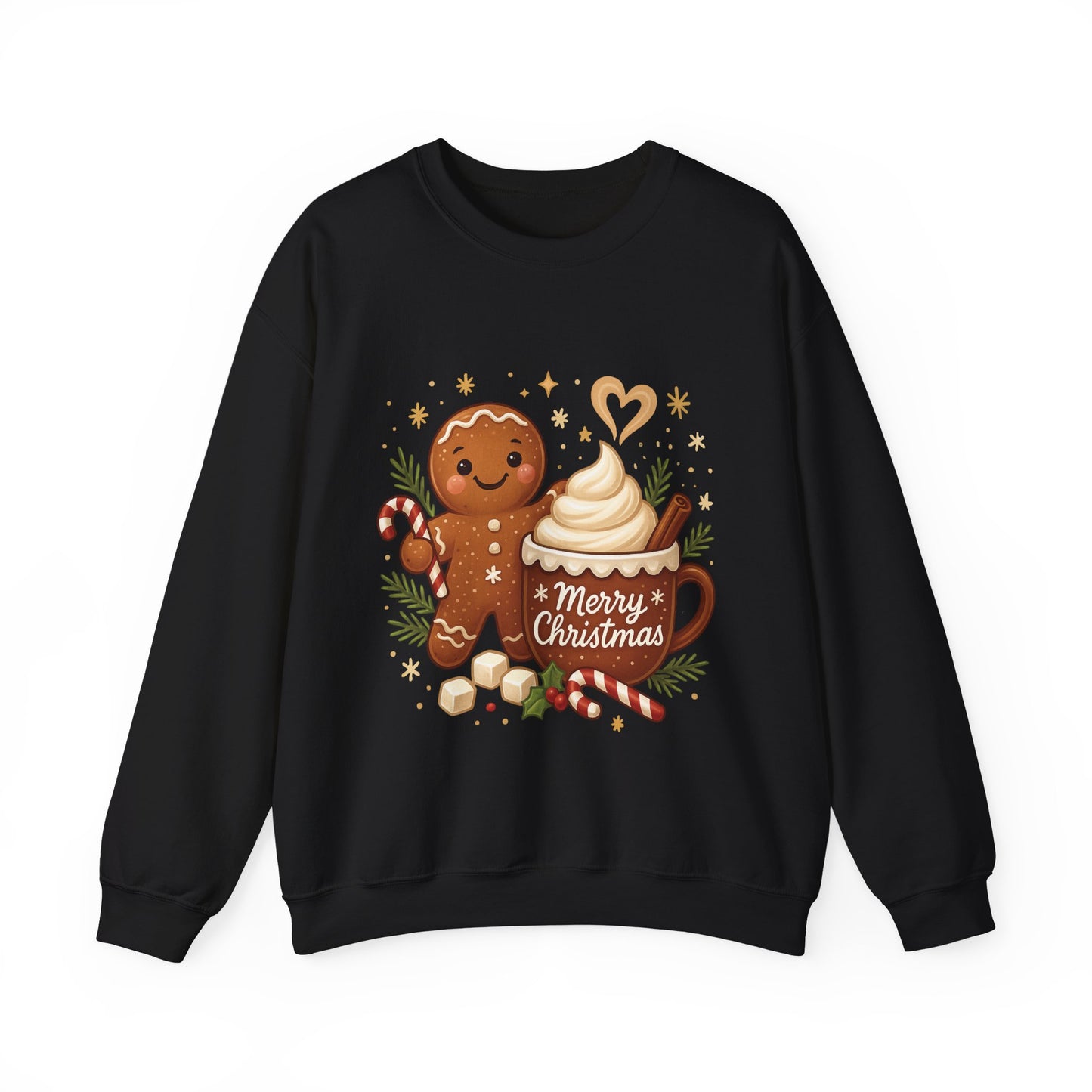Women's Gingerbread - Hot Cocoa Christmas Sweatshirt,  Cozy Holiday Pullover, Women's Heavy Blend™ Crewneck Sweatshirt