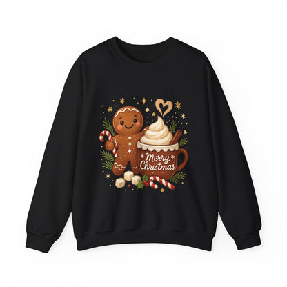 Women's Gingerbread - Hot Cocoa Christmas Sweatshirt,  Cozy Holiday Pullover, Women's Heavy Blend™ Crewneck Sweatshirt