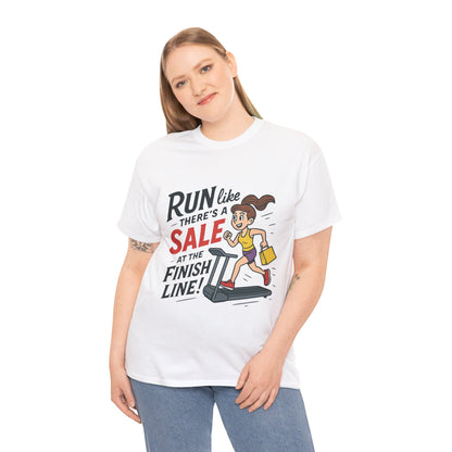Motivational Fitness Tee, Workout Shirt, Funny Exercise Gym Top, Funny Shopping Tee, Treadmill Runner Shirt for Her,  run for sale tee