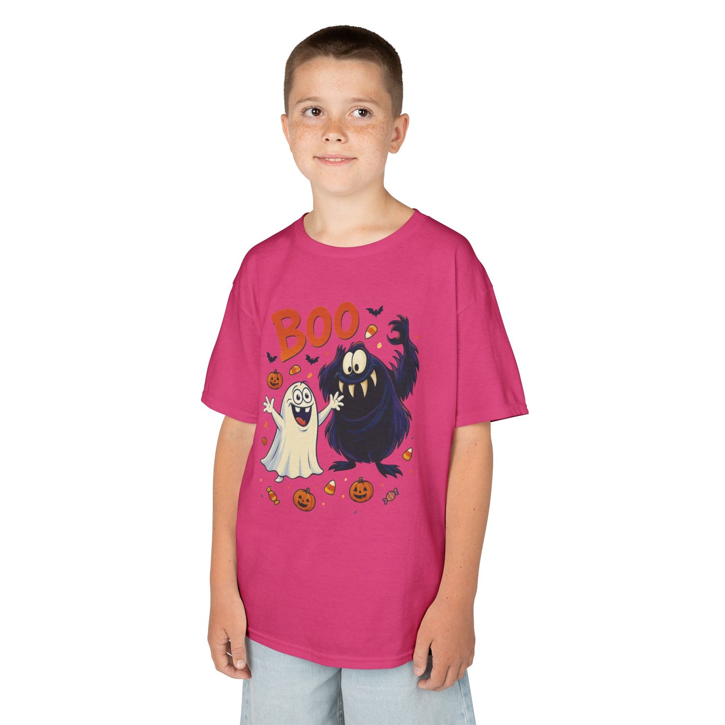 Kids Halloween T-Shirt BOO! Cute Ghost Monster Shirt, Funny Spooky Graphic Tee for Boys Girls, Halloween Costume Gift