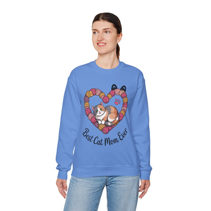 Best Cat Mom Ever Sweatshirt, Cozy Cat Lover Gift, Mother's Day Apparel, Pet Owner Sweatshirt, Cute Gift for Cat Moms, Yarn Themed