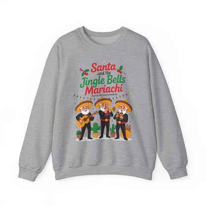Santa and the Jingle Bells Mariachi Sweatshirt, Funny Mexican Christmas Jumper, Latin Holiday Fiesta Pullover