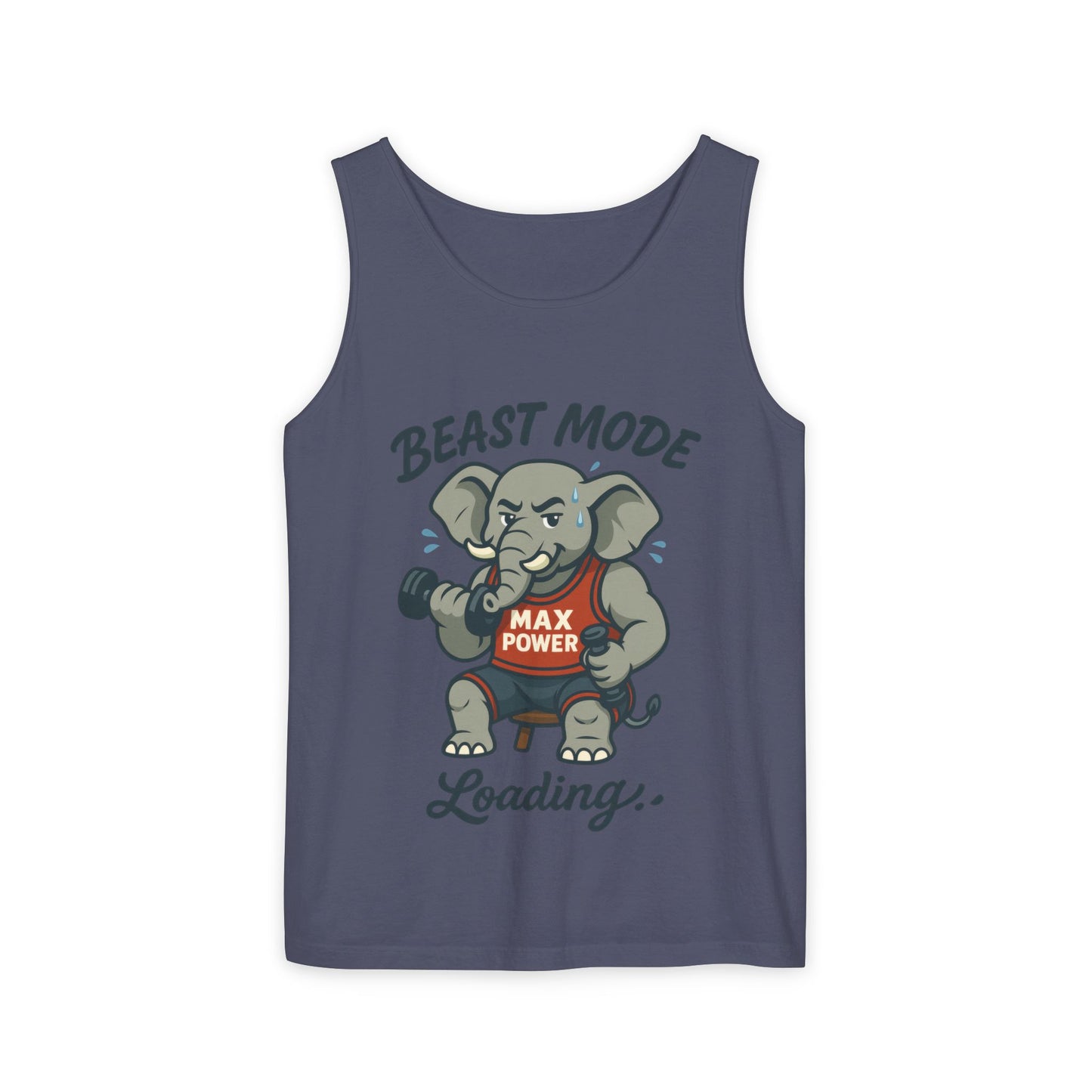 Beast Mode Elephant Gym Tank Top, Funny Workout Muscle Tank, Max Power Fitness Tank, Beast Mode Loading Mens Gym Top, Fitness Apparel