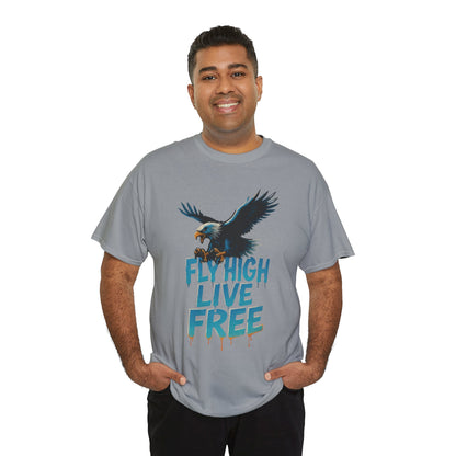 Fly High Live Free Eagle Graphic Mens T-Shirt, Eagle Tee, Fly Free Tee, Wild Flight