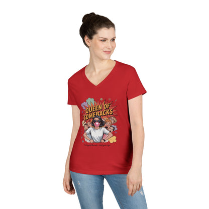 Queen of Comebacks V-Neck T-Shirt, Funny Graphic Tee, Gift for Friends, Humor Apparel, Casual Wear, Comedic Shirt