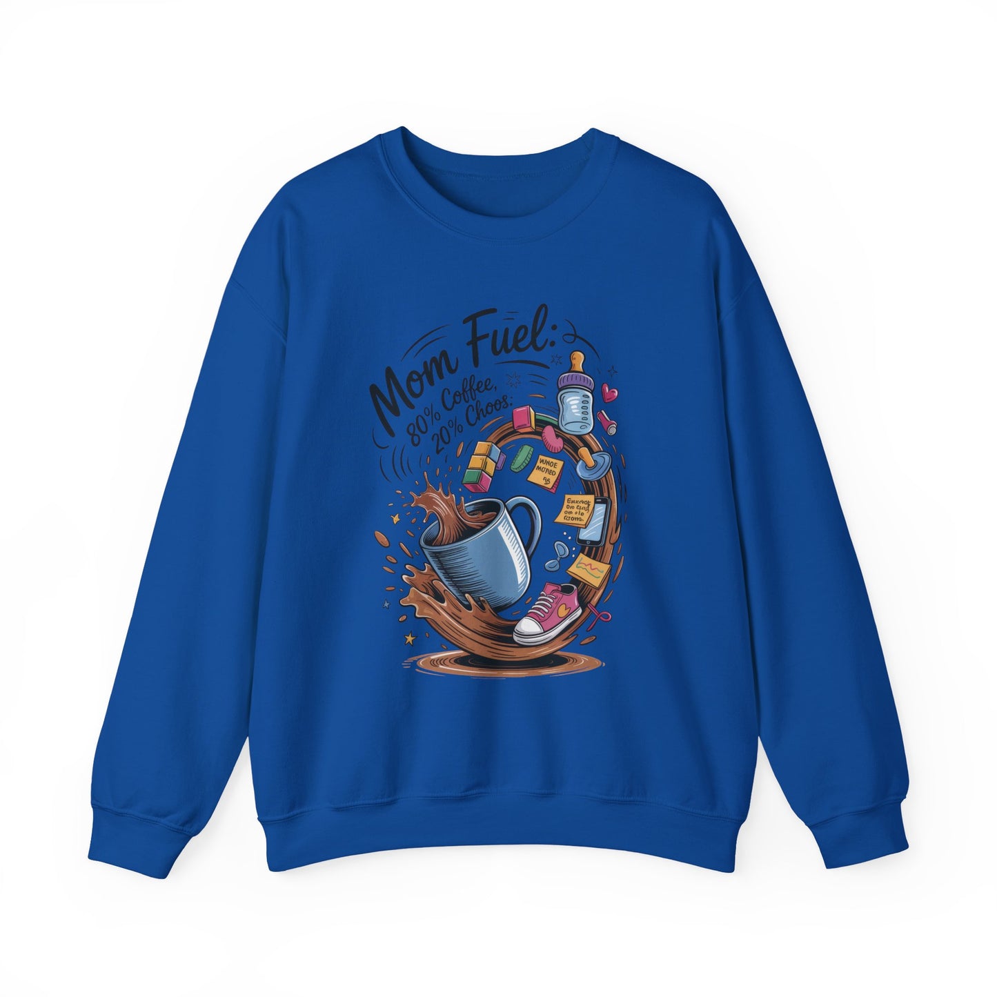Mom Fuel Unisex Crewneck Sweatshirt, Perfect for Coffee Lovers, Gifts for Moms, Cozy Casual Wear, Funny Graphic Sweatshirt, Mother's Day
