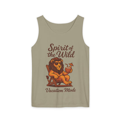 Spirit of the Wild Lion Tank Top - Vacation Mode Funny Summer Sleeveless Shirt for Men, Summer Wear, Graphic Tees, Beach Outfit