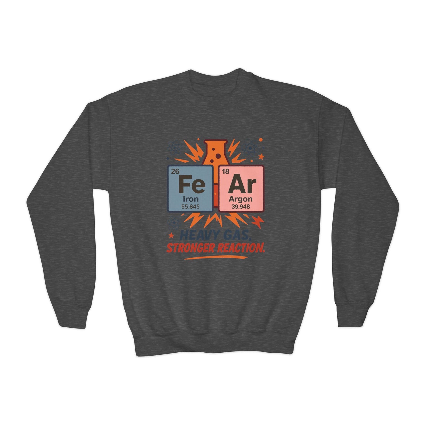 Youth Science Sweatshirt for Kids, Funny Chemistry Gift, Heavy Gas Reaction Crewneck, Science Class Apparel, Educational Sweater