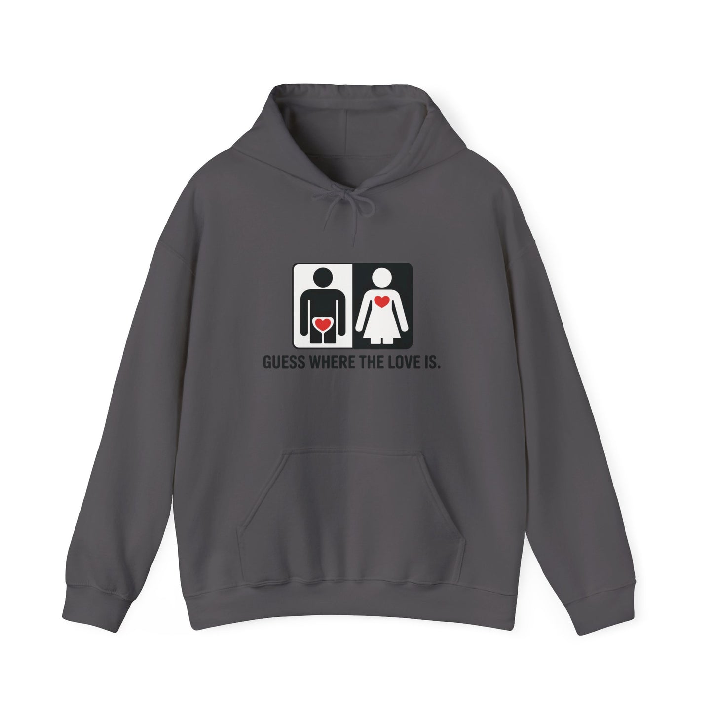 Guess Where the Love Is Hoodie, Cute Couples Hoodie, Valentines Day Gift, Matching Outfits, Witty Relationship Hoodie,  Love Joke Graphic
