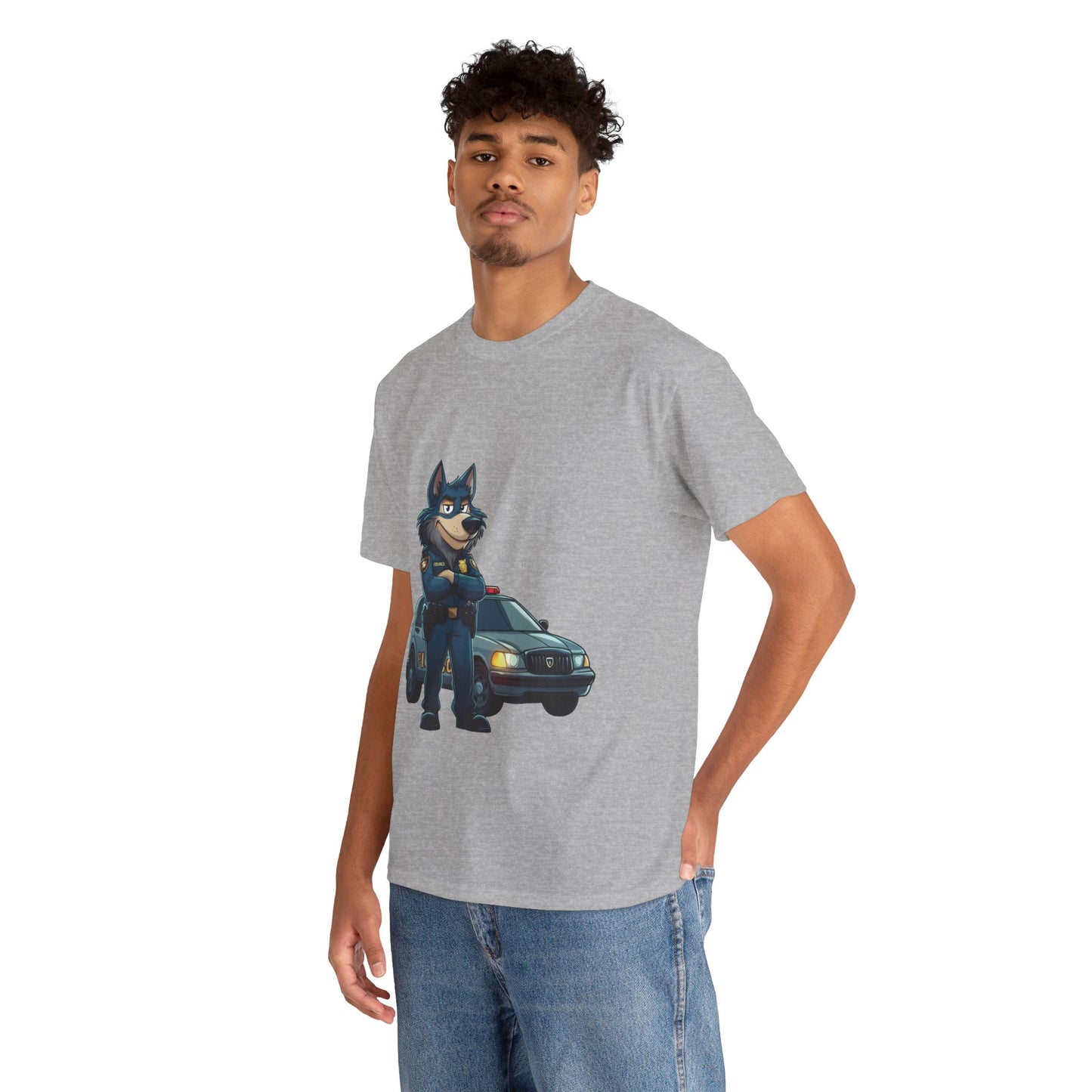 Cool Police Wolf Cartoon Shirt, Funny Cop Animal Graphic Tee,  Law Enforcement Gift T-Shirt, Tee for Dog Lovers, Gifts for Police Week