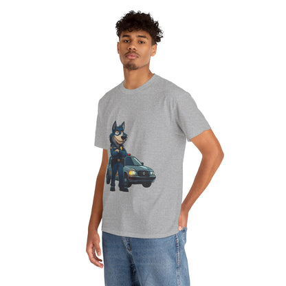 Cool Police Wolf Cartoon Shirt, Funny Cop Animal Graphic Tee,  Law Enforcement Gift T-Shirt, Tee for Dog Lovers, Gifts for Police Week