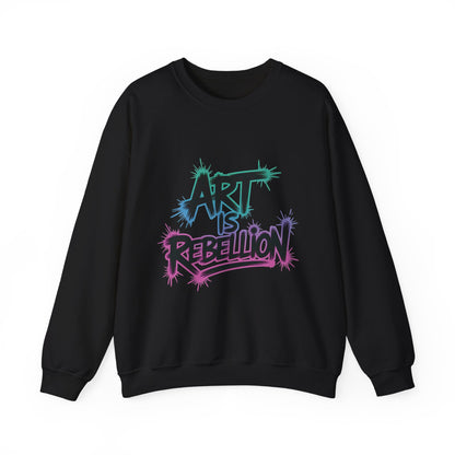 Art Is Rebellion Women's Sweatshirt, Graffiti Graphic Pullover, Bold Rebel Street Art Statement Top, Heavy Blend™ Crewneck Sweatshirt