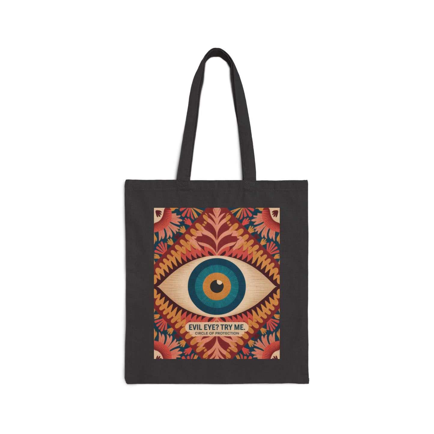 Vibrant Eye Design Canvas Tote Bag, Boho Shopper, Eco-Friendly Grocery Bag, Gift for Art Lovers, Sustainable Fashion