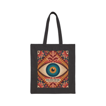 Vibrant Eye Design Canvas Tote Bag, Boho Shopper, Eco-Friendly Grocery Bag, Gift for Art Lovers, Sustainable Fashion