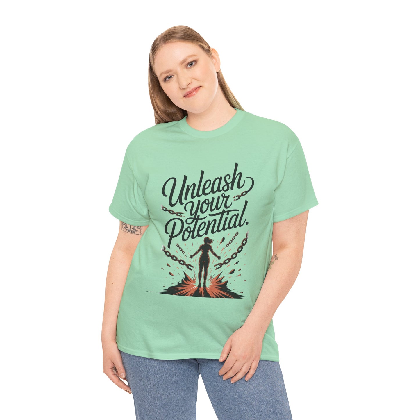Unleash Your Potential Women's Tee, Motivational T-Shirt, Inspirational Cotton Tee, Gift for Gym Lovers, Positive Energy Top