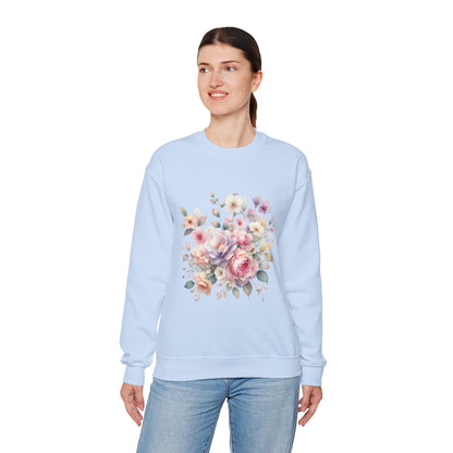 Floral Crewneck Sweatshirt, Cozy Floral Sweatshirt for Spring, Gift for Her, Women's Floral Top, Pastel Floral Sweatshirt