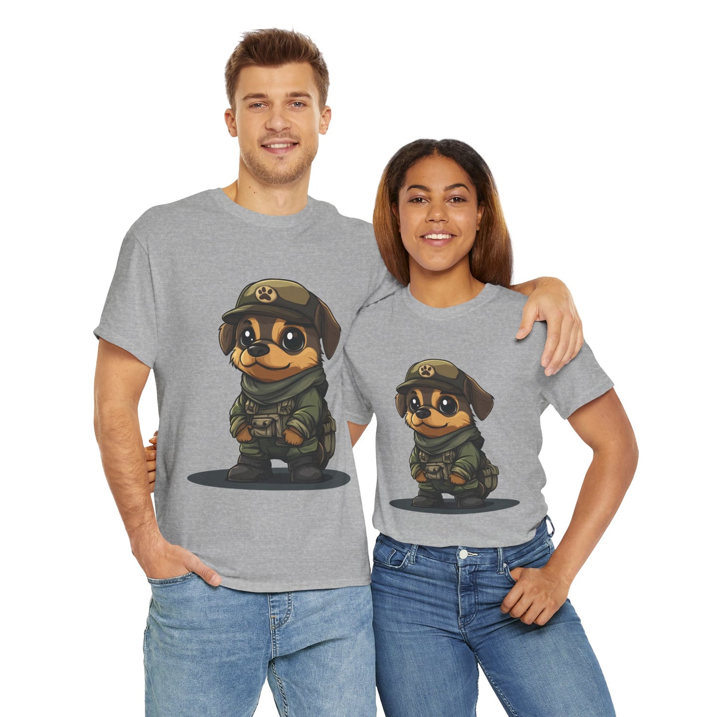 Funny Dog Soldier Tee, Cute Military Dog Cartoon Unisex Heavy Cotton Tee , Pet Lover Gift, Gift for Dog Owners, Gift for Army Fans