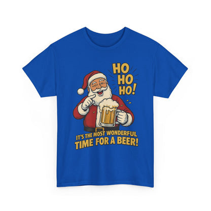 Funny Santa Beer Christmas T-Shirt, Men's Holiday Party Tee