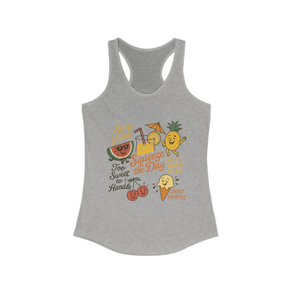 Cute Fruit Pun Tank Top for Women, Summer Graphic Tee, Kawaii Watermelon Pineapple Ice Cream Design, Stay Juicy Top, Beach Day, Vacation...