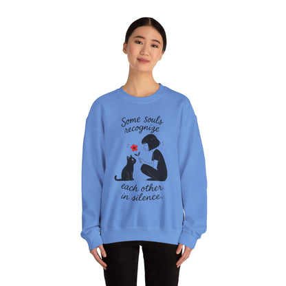 Soulful Cat and Human Crewneck Sweatshirt, Cozy Gift for Cat Lovers, Womens Sweatshirt, Animal Lover Apparel, Thoughtful Gift Idea