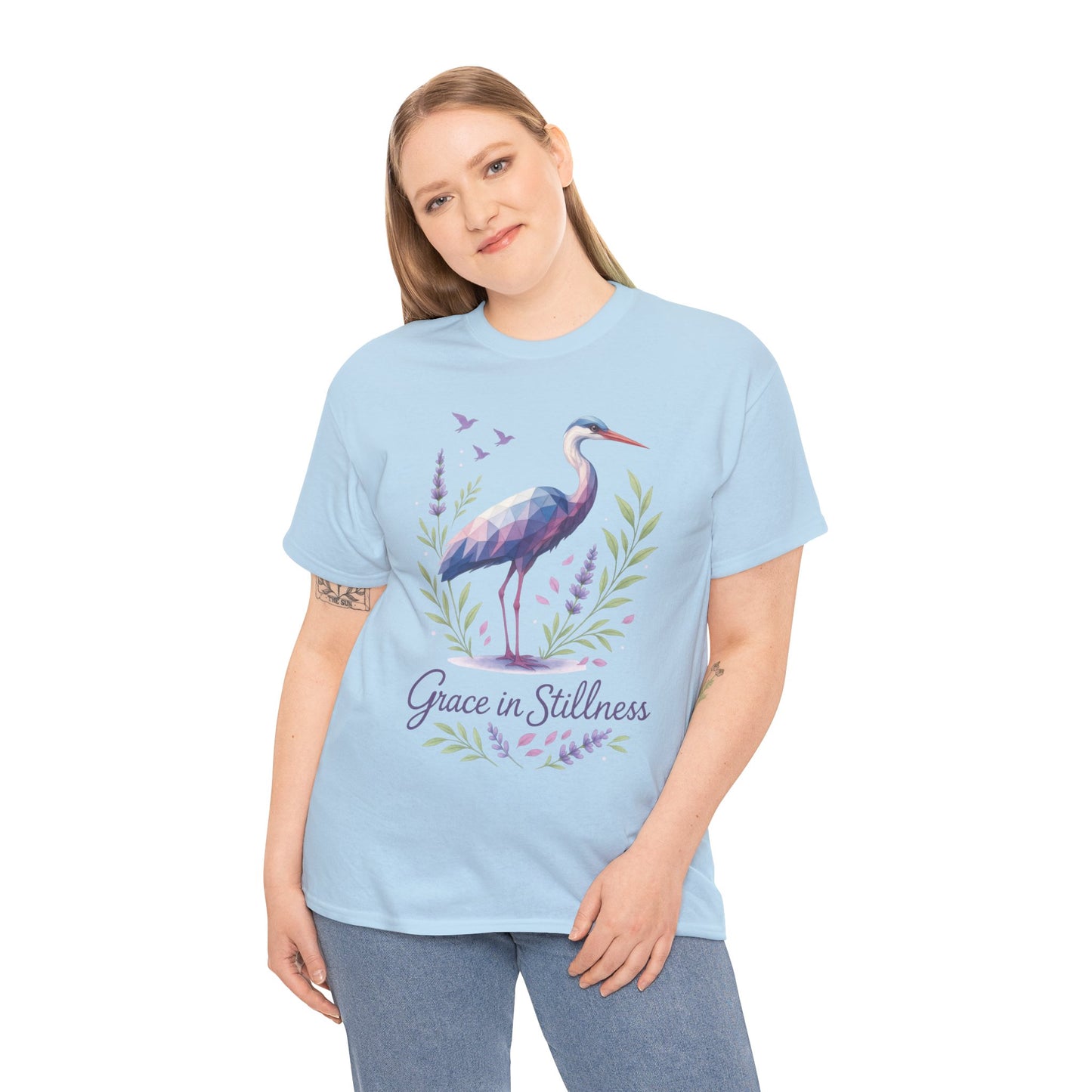 Polygonal Heron Graphic Shirt, Womens Artistic Bird Tee, Nature-Inspired Minimalist Design, Geometric Crane Tee, Bird Lovers Gift