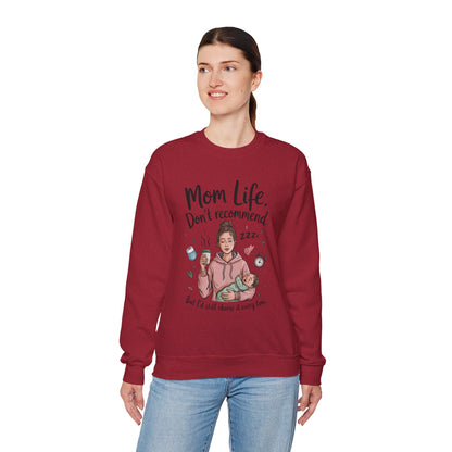 Mom Life Crewneck Sweatshirt, New Mom Gift, Cozy Everyday Wear, Funny Parent Apparel, Tired Mama Humor Tee