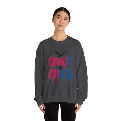 Women's Sweatshirt Grace in Chaos, Graffiti Dripping Street Art Pullover, Bold Urban Graphic