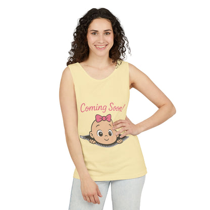 Coming Soon Maternity Tank Top, Cute Baby Girl Pregnancy Announcement Shirt, Expecting Mom Gift, Gender Reveal Tee, Baby Shower Gift