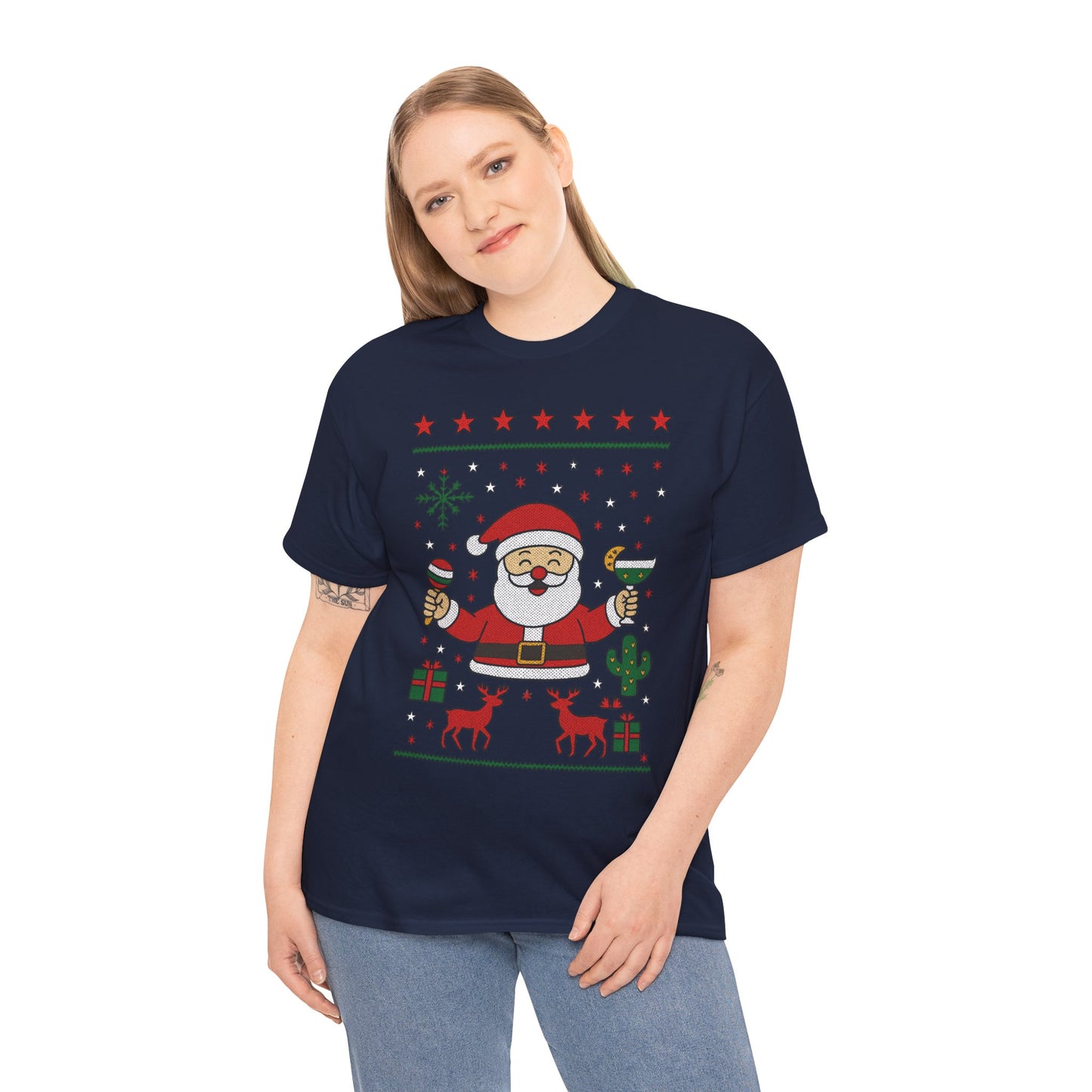 Women's Funny Santa Christmas Shirt, Festive Holiday Party Tee