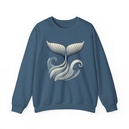 Whale Tail Ocean Sweatshirt, Unisex Heavy Blend Crewneck Sweatshirt, Nautical Coastal Sea Life Gift for Beach Lovers, Gift for Ocean Lovers