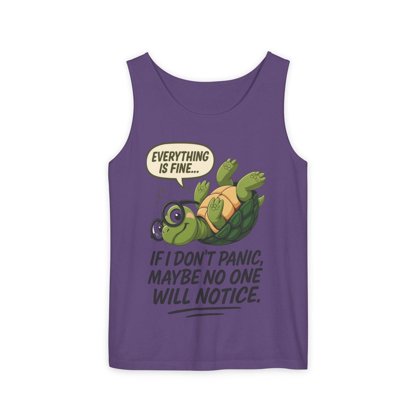 Funny Turtle Womens Tank Top, Everything is Fine, Womens Summer Apparel, Relaxed Fit, Pool Party, Beachwear, Humorous Gift
