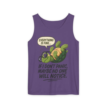 Funny Turtle Womens Tank Top, Everything is Fine, Womens Summer Apparel, Relaxed Fit, Pool Party, Beachwear, Humorous Gift