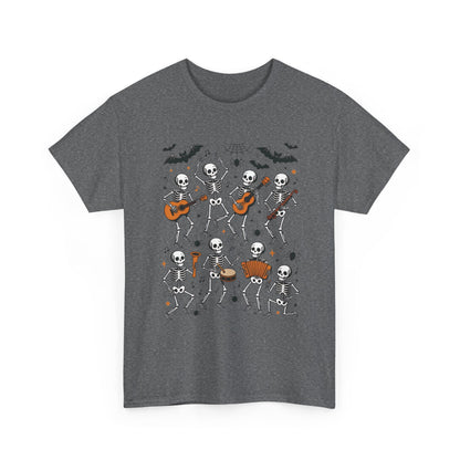 Dancing Skeleton Band Halloween T-Shirt for Men, Funny Spooky Music Tee, Rock and Roll Skeleton Shirt, Cool Halloween Party Outfit