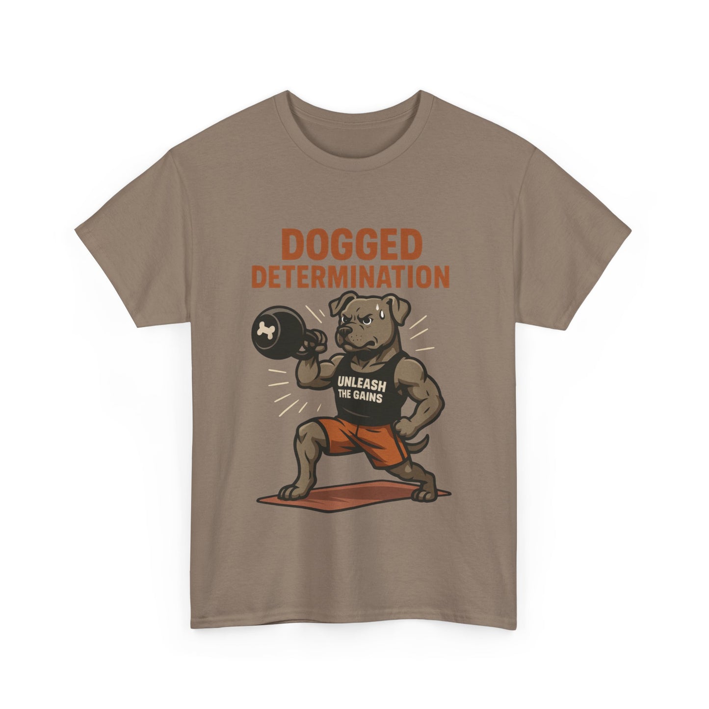 Funny Gym Dog T-Shirt for Men, Workout Bulldog Graphic Tee, Fitness Motivation Shirt, Dog Lover Gift, Dogged Determination Gym Tee