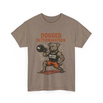 Funny Gym Dog T-Shirt for Men, Workout Bulldog Graphic Tee, Fitness Motivation Shirt, Dog Lover Gift, Dogged Determination Gym Tee