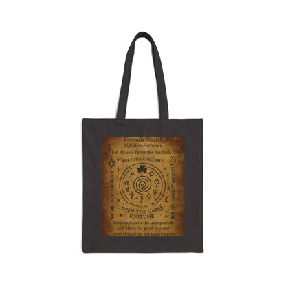 Sigil of Fortune Tote Bag, Lucky Charm Spell Symbol, Occult Spiral Design, Witchy Canvas Bag, Mystic Luck Amulet Art, Boho Bag