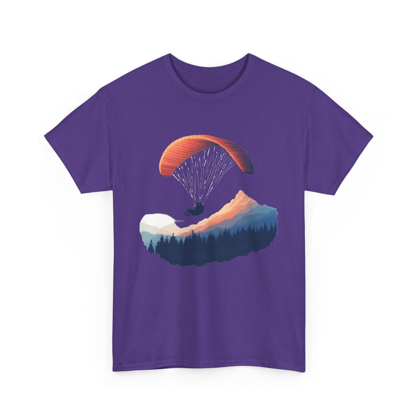 Paragliding Adventure T-Shirt, Mountain Landscape Tee, Nature Travel Lover Shirt, Outdoor Hiking Gift, Unisex Heavy Cotton Tee