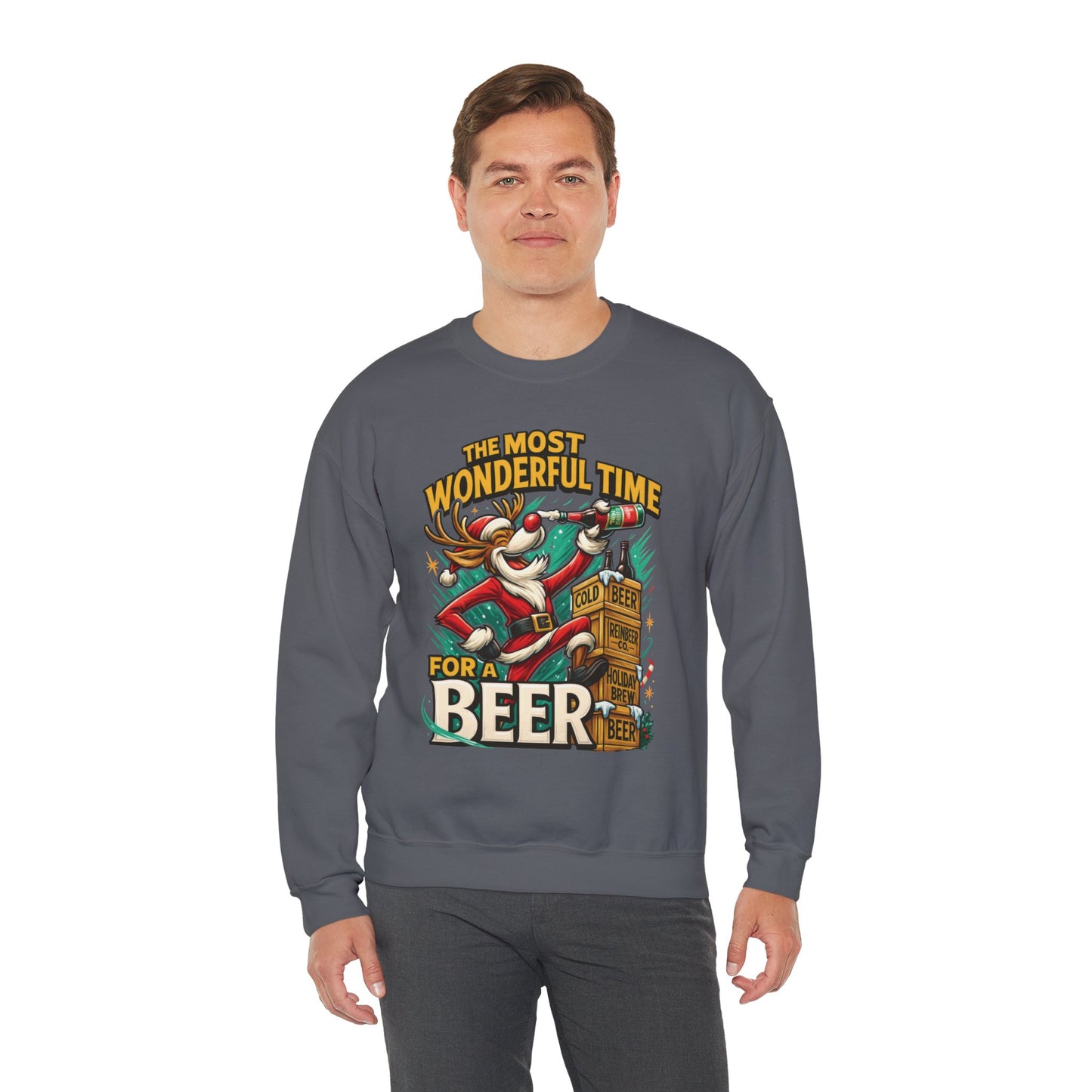 Funny Christmas Beer Sweatshirt, The Most Wonderful Time for a Beer