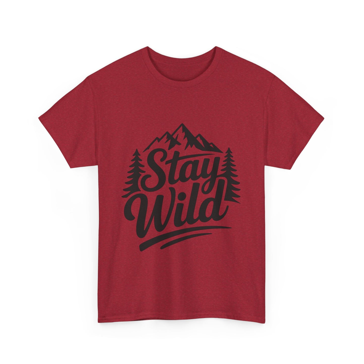 Stay Wild Adventure Tee, Unisex Heavy Cotton Tee for Nature Lovers, Camping, Hiking, Gifts for Outdoorsy Friends, Nature Graphic Tee