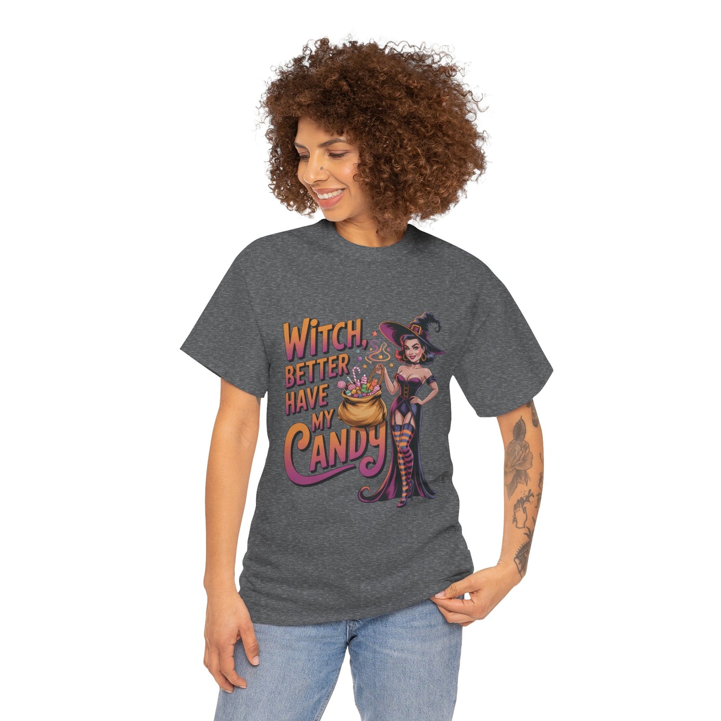 Witch Better Have My Candy Halloween T-Shirt for Women, Funny Spooky Witch Tee, Retro Pin-Up Halloween Shirt, Sassy Fall Party Top