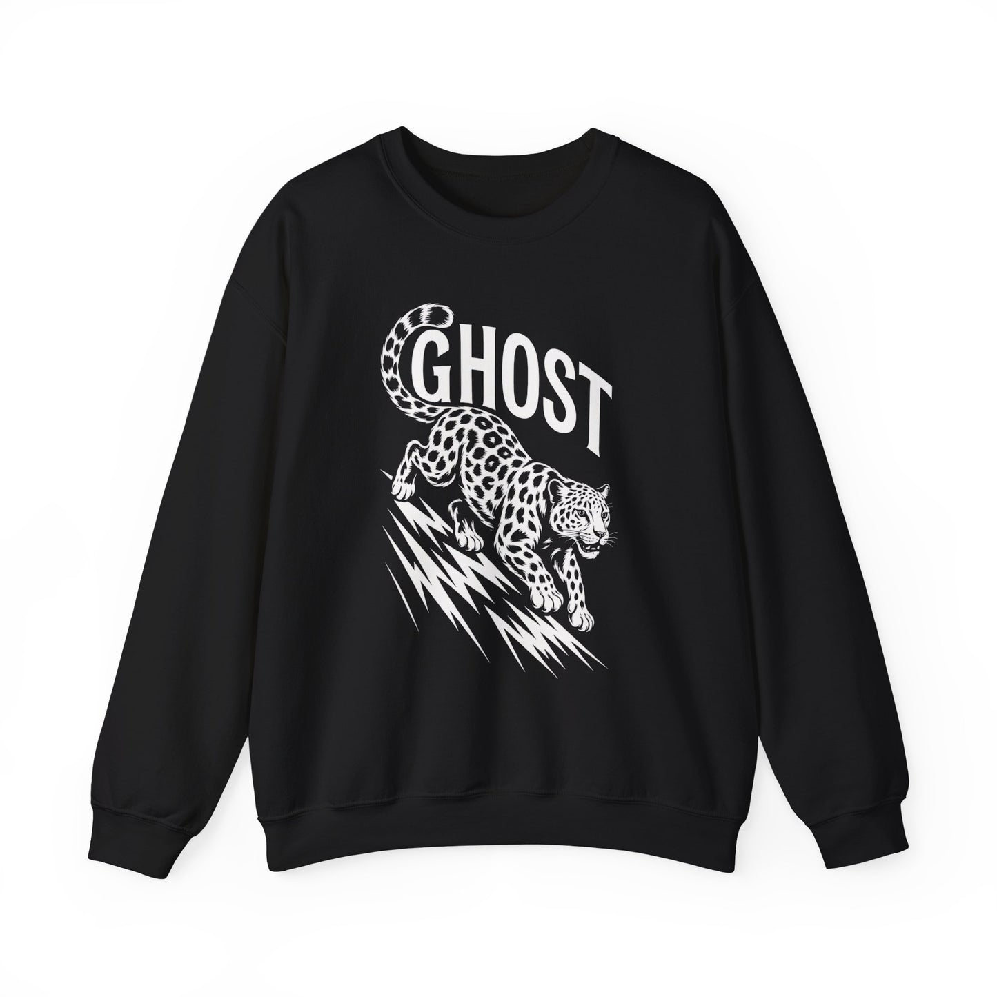 Ghost Leopard Crewneck Sweatshirt, Unisex Fashion, Cozy Casual Wear, Graphic Sweatshirt, Wild Animal Art, Gift for Animal Lovers